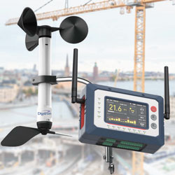 Anemometro wireless a lungo raggio per le industrie.